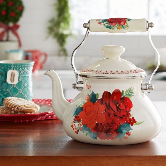 New The Pioneer Woman Cheerful Rose Tea Kettle